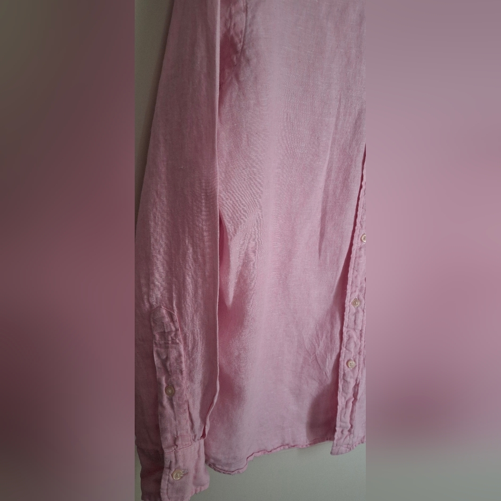 Polo Ralph Lauren Linen XL Men's Pink Button-Down Shirt Formal Travel Cruise - Picture 3 of 11